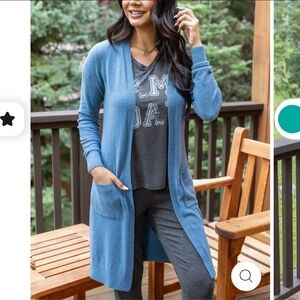 NWT Grace & Lace Womens MEDIUM Micro Bambü Cardigan in Dusk Blue